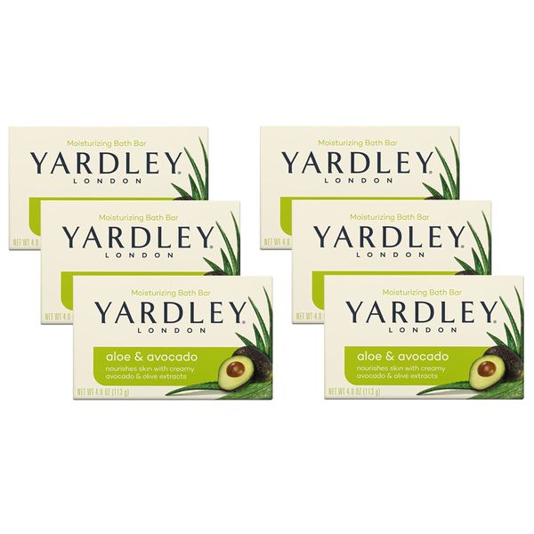 Yardley London Aloe and Avocado Naturally Moisturizing Bath Bar 4.0 oz (Pack of 6)