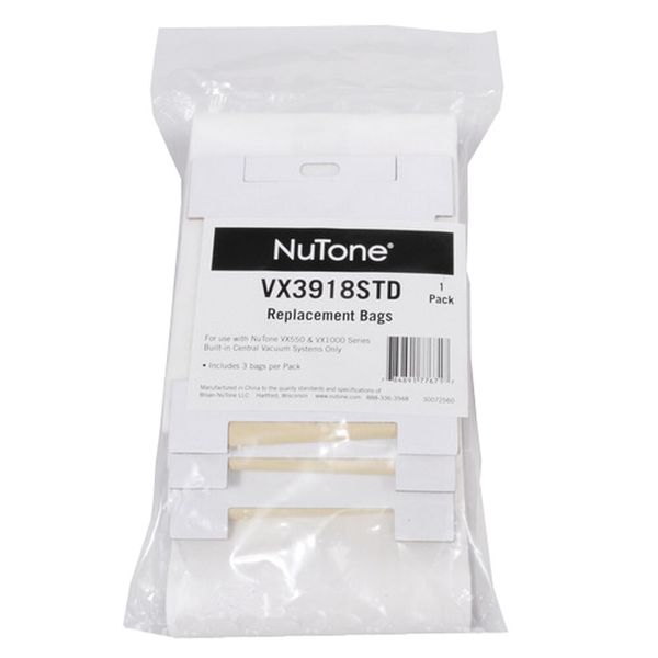 Broan Fits For Nutone VX3918STD VX550 VX1000 Central Vacuum 3 Pack Filter Bags