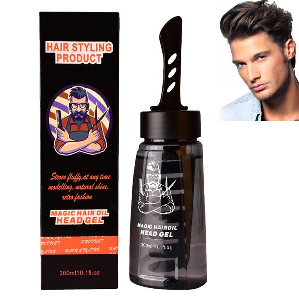 2 in 1 Hair Wax Gel,Hair Setting Gel with Comb,Hair Styling Product,Men's Hair Style Strong Styling Gel Cream,Styling Gel Comb,2-in-1 Men Hair Wax Gel,Magic Hair Oil Head Gel