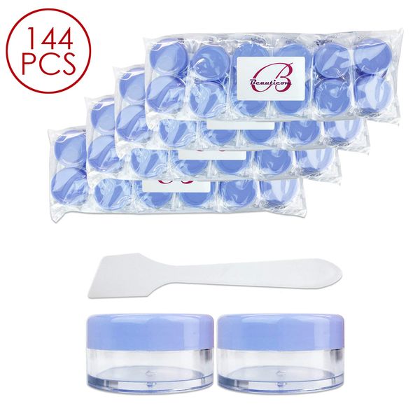 144PCS 10G/10ML Cream Cosmetic Lavender Sample Jar Containers with Spatulas