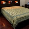 Cotton Block Print Tablecloth Elephant Green Blue Batik Kitchen Dining Linen