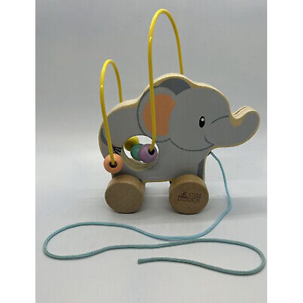 Studio Circus Wooden Educational Elephant Rolling Bead Coaster Pull Along Toy