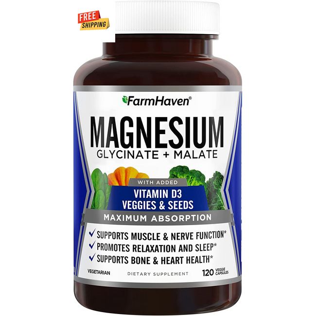 Chelated Magnesium Glycinate Malate Complex with Vitamin D3 | Bone Health, Nerve