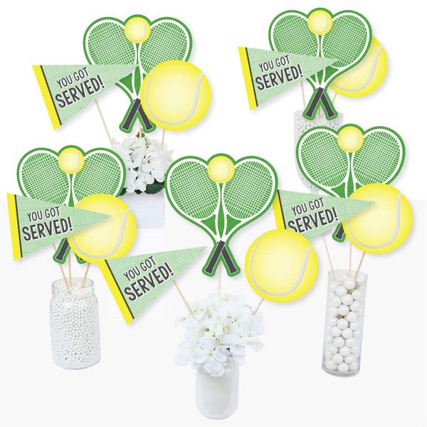 You Got Served - Tennis - Baby Shower or Tennis Ball Birthday Party Centerpiece Sticks - Table Toppers - Set of 15