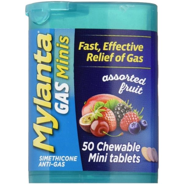 Mylanta Anti-Gas Simethicone Chewable Mini Tablets Assorted Fruit 50 Ct 6 Pack