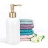 14Oz Ceramic Dish Hand Soap Dispenser with Pump for Kitchen Bathroom White Gold