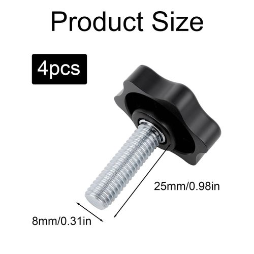 Bruislard 4 Pcs M8 x 25mm Thread Star Knobs Star Clamp Knob Handle Hand Tightening Screw Knob for Umbrella Base Replacement