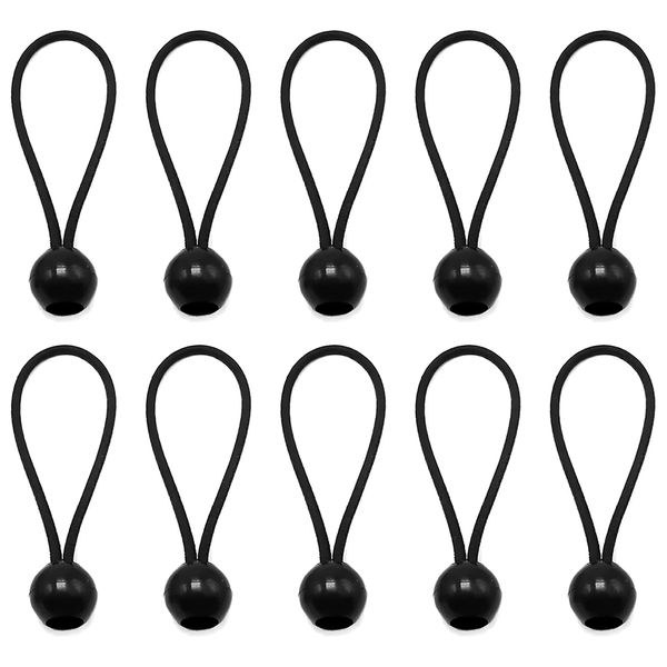 10 x Tarpaulin Bungees Balls Tarp Bungee Cord for Banner, Tarpaulins, Pavilions, Tents, Tent Bungee Hooks, Tarpaulin Holder, Flag Poles (Black, 8 inches)