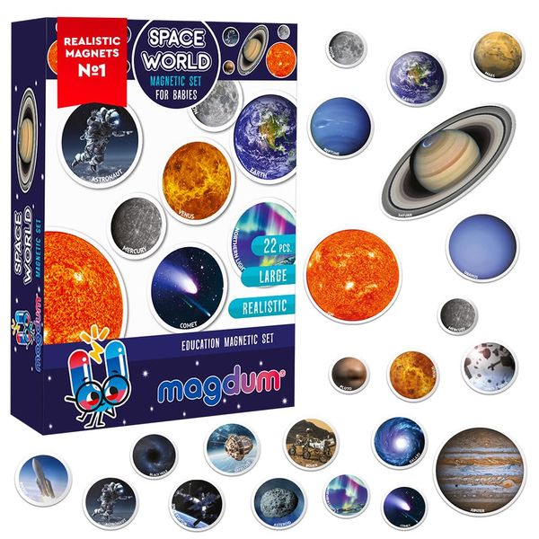 Solar System for Kids - Fridge Magnets for Toddlers - Planets for Kids Solar System Toys - 22 Magnetic Planet Kids Magnets - Refrigerator Magnets for Kids Magnetic Toys Toddler Toys Baby Toys