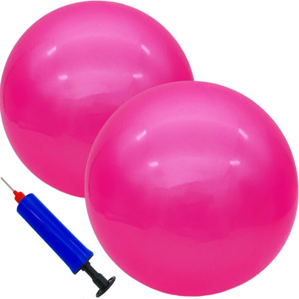 GCQJOQ 2 Pcs 9 Inch Inflatable Bouncy Balls with Hand Air Pump for Indoor Outdoor Play Balls (Pink)