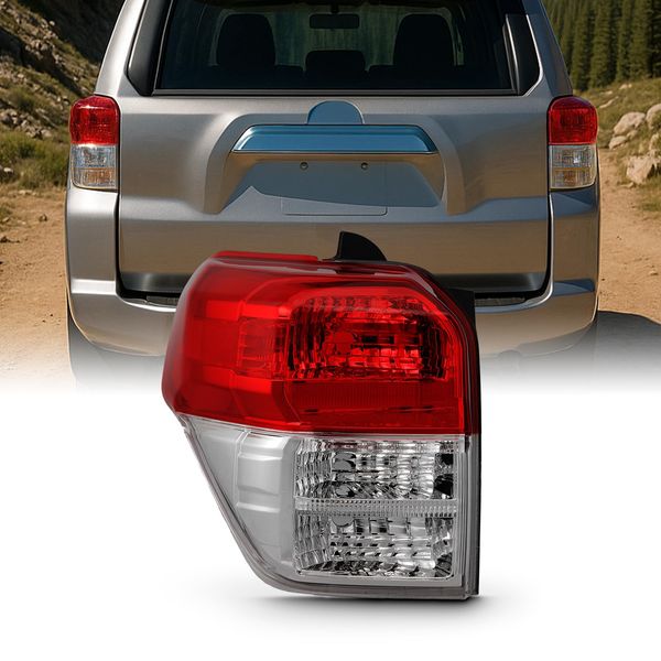 AKKON - Fits 2010-2013 Toyota 4Runner Limited / SR5 [Halogen Type] Chrome Red Tail Light Driver Left Side Replacement