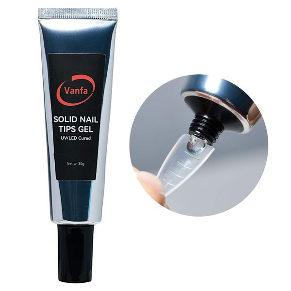 Vanfa Soft Gel Nail Tips Glue with Press On & 3D Modeling Tips - Solid Nail Glue 30g Tube