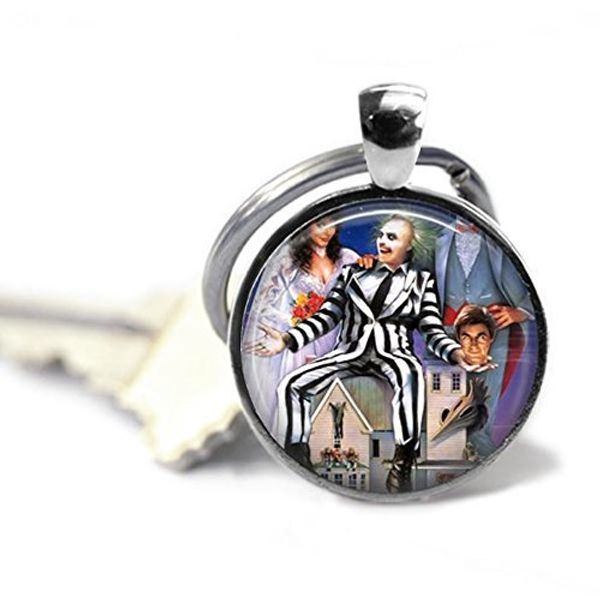 Beetlejuice It's Showtime 1 Inch Silver Plated Pendant Keychain