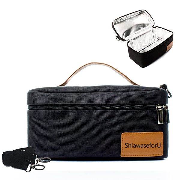 ShiawaseforU Cooler Bag Lunch Bag Thermal Hot Insulin Pouch Cold Insulated Lunch Bag for Men Lightweight Zipper Black 3.5L