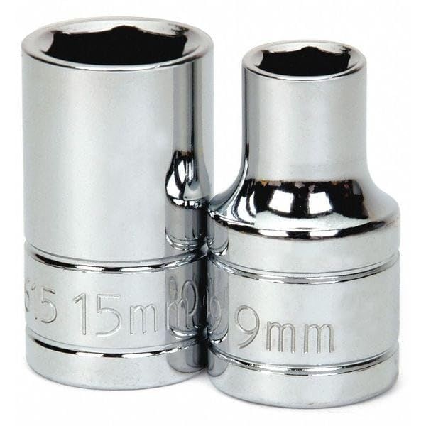 1/2" Drive, 9mm Metric Socket, 6 Points, Mfr: 32509-A