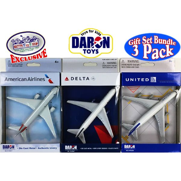 Daron American Airlines, Delta & United Airlines B747 Die-cast Planes - 3 Pack