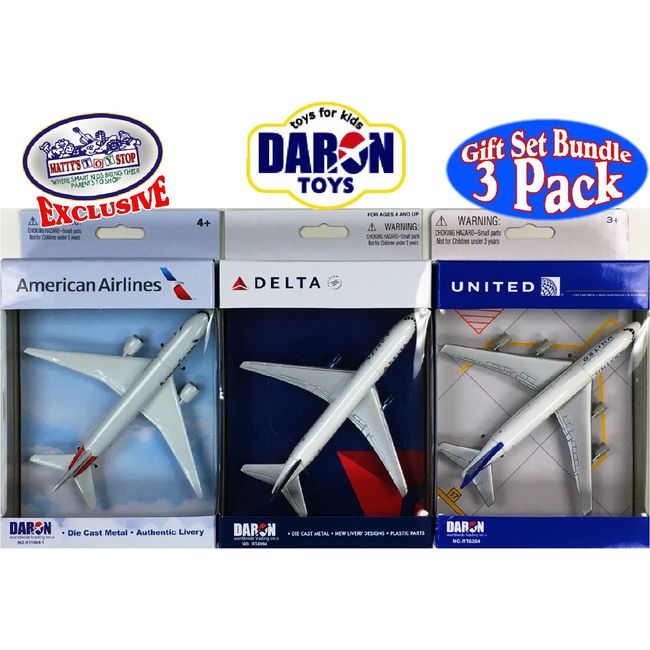 Daron American Airlines, Delta & United Airlines B747 Die-cast Planes - 3 Pack