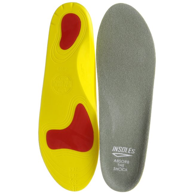 Kita NO,6910 Insoles, Antibacterial Deodorant & Extra Thick Shock Absorbing Insole, One Size Fits Most - yellow