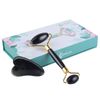 Jade Roller and Guasha Set for Face, Eyes and Neck Massaging - 100% Natural Jade (Black)