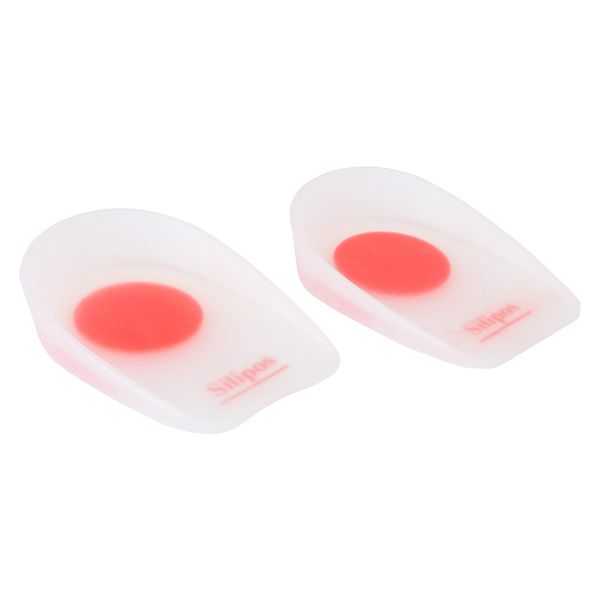 Silipos WonderCup 4507 Duel-Density Heel Cup - [1 Pair] X Large, Latex Free Heel Pads, Arch Support Insoles in Red. Foot Inserts and Insoles