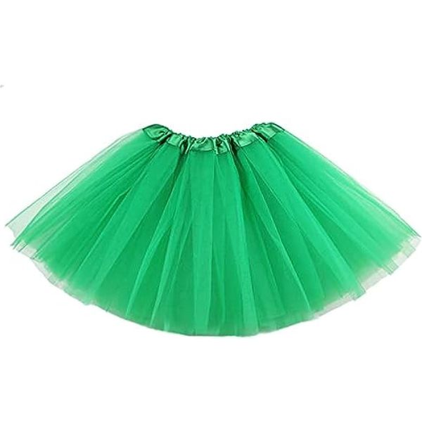 Lizzy Ladies Adult 3 Layered Plain Coloured Tutu Skirts Halloween Book Week Party Fancy Dress Outfit Skirt Accessories (Green)