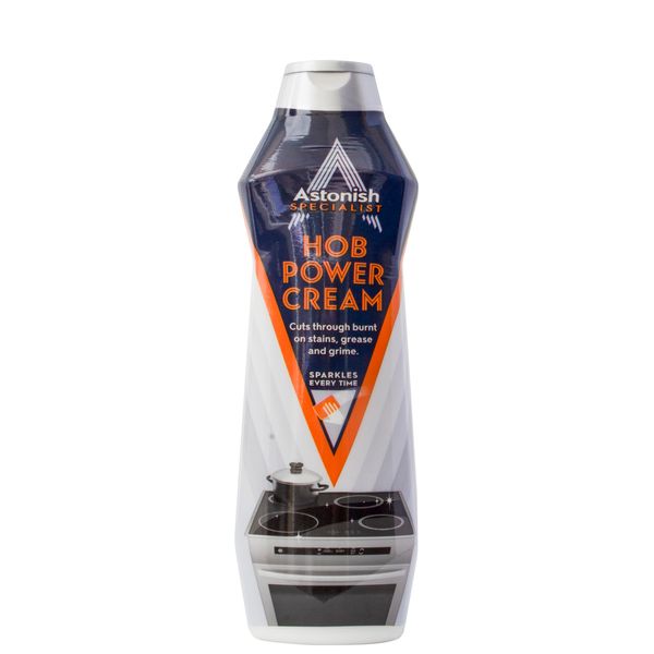 Astonish Specialist Hob Cream Cleaner, for Tough Burnt on Stains, Protective Coat, Zesty Lemon Scent, 500ml