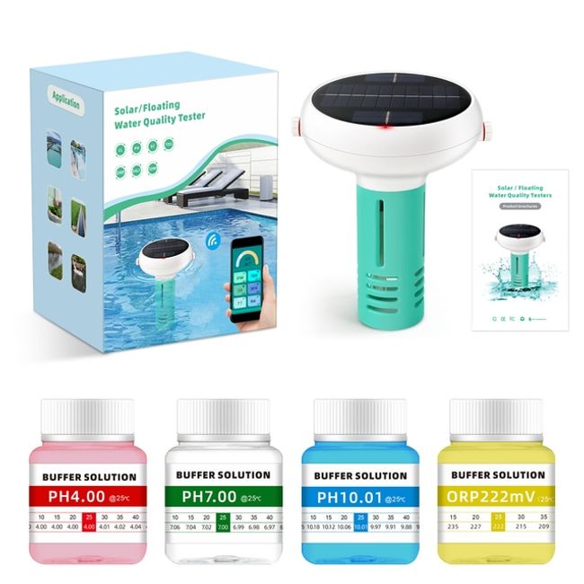 Water Quality Meter PH Meter Water Quality Test Smart Wi-Fi ZigBee Chlorine Meter PH ORP EC TDS Salinity Temperature CL Tester Swimming Pool Water Quality Analyzer USB Solar Power Generation, [01] WiFi Chlorine Meter