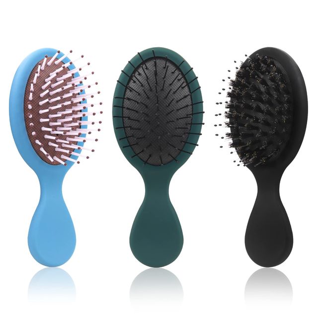 JNWYH 3 Stück Haarbürste, Weich Entwirrungsbürste Haarbürste Mini, Leicht zu Tragen Reise Haarbürste Klein Wet Brush für Alle Haartypen Geeignet(3 Farben)