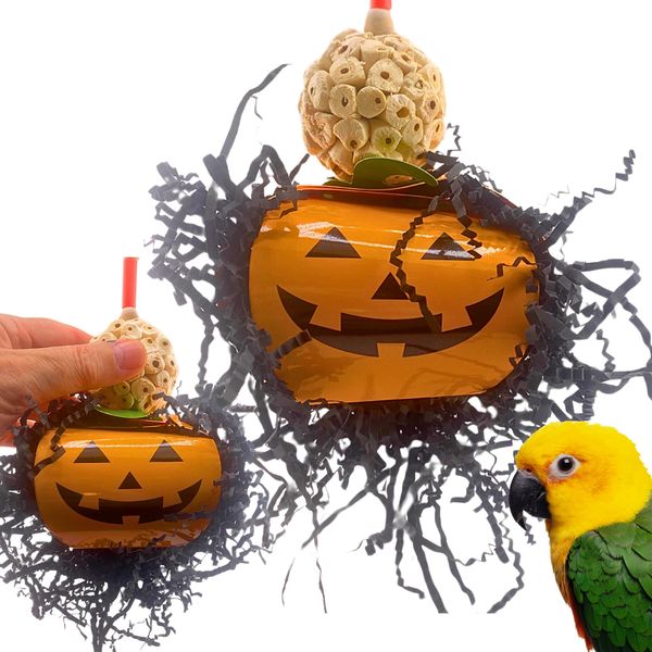 Bonka Bird Toys 2722 Halloween Pumpkin Pie Sola Atta Chew Shred Parrot Cage Toy, Conure, African Grey, Ringneck, and Similar Breed Sizes