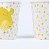 evelay 8pcs Easter Chick Paper Cups 270ml for Kids Party Decoration Prop Decor Tableware