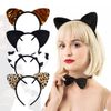 VIKSAUN 4 Pcs Soft Fabric Headband Set, Alice Cat Ears, Leopard Print, Cow, Tiger Stripes Hair Hoops for Cosplay, Anime, Holiday Events, Fancy Dress, Dance Recitals,Mardi Gras Halloween (4 Pcs)