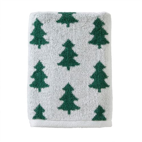 SKL Home Fall/Winter Holiday Trees Bath Towel, Green/White