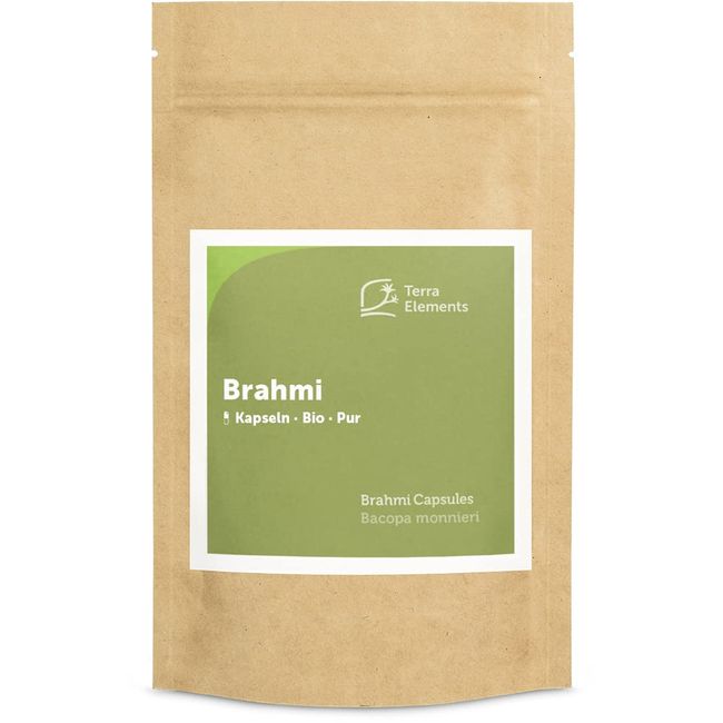 Terra Elements Bio Brahmi Kapseln (400 mg, 150 St) I Bacopa monnieri I Gedächtnispflanze I 100% rein I Vegan I Rohkost