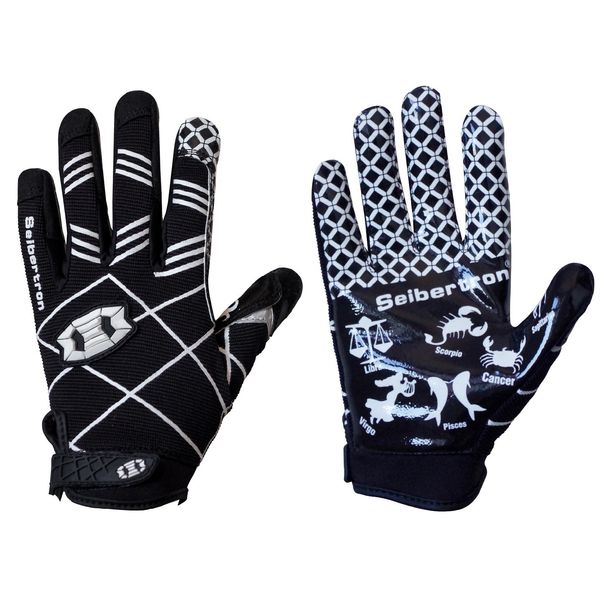 Seibertron Pro 3.0 Twelve Constellations Elite Ultra-Stick Sports Receiver Glove Football Gloves Youth Black XS