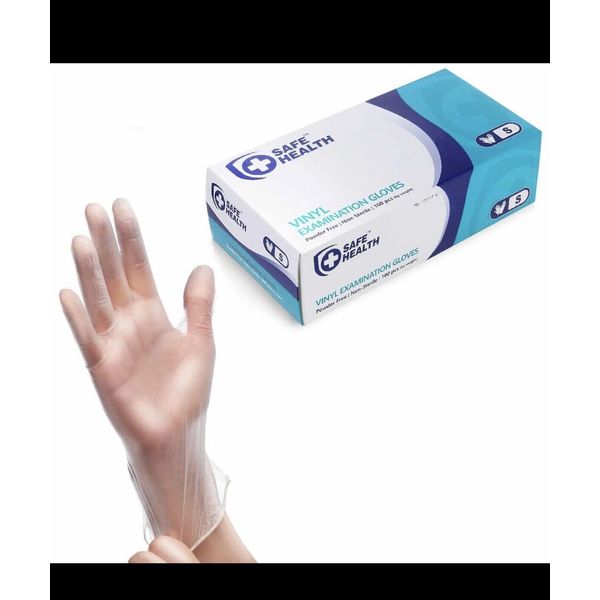 Safe Health Clear Vinyl Exam Gloves Size S 1000-Count 3 Mil Medical-Disposable