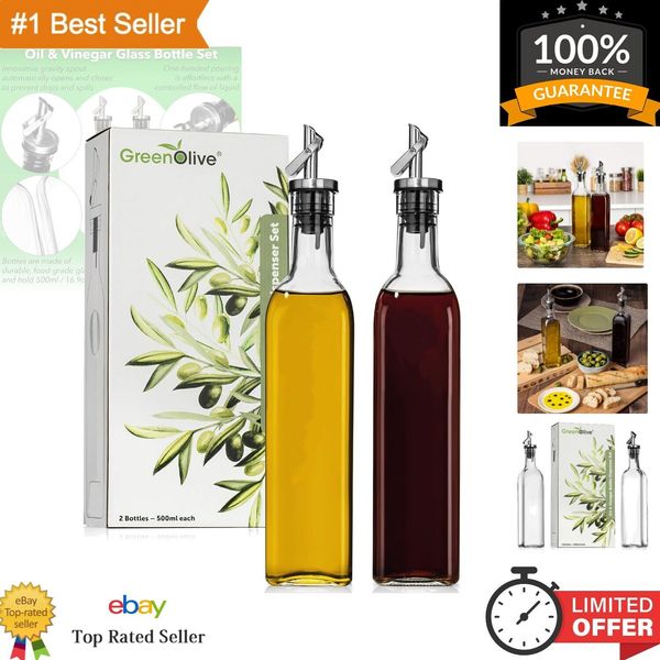 Professional Glass Oil and Vinegar Dispenser Set - Ideal for Kitchen Use, 17oz