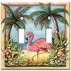 Art Plates - 2 Gang Toggle Metal Light Switch Plate Cover - Two Gang Toggle Decorative Wall Plate - Pink Flamingo Print - (Made in USA)