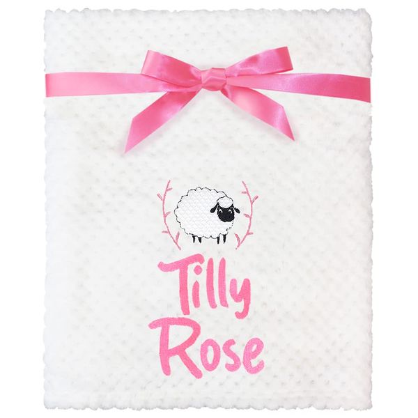 Personalised Sheep Luxury White Waffle Baby Blanket