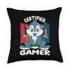 Rabbit with Gamer Headset Gaming Rabbit Certified Gamer Throw Pillow