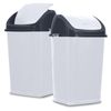Superio Large Kitchen  Swing Top Trash Can - 13 Gallon, White Smoke 2 Pack