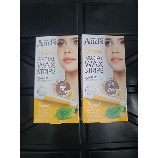 2 Nad's Natural Facial Wax Strips 30 Count For Women Hair Removal + Post Wax Oil