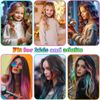 Colored Hair Extensions Clip In, 12 Pieces, Red