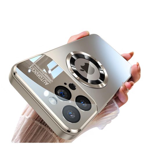 Doulings Magnetic Series Design for iPhone Case,[Compatible with MagSafe][Military Drop&Full Camera Lens Protection] Large Window Logo View Dust-Proof Matte Shockproof Cover(Silver,iPhone 16 Pro Max)