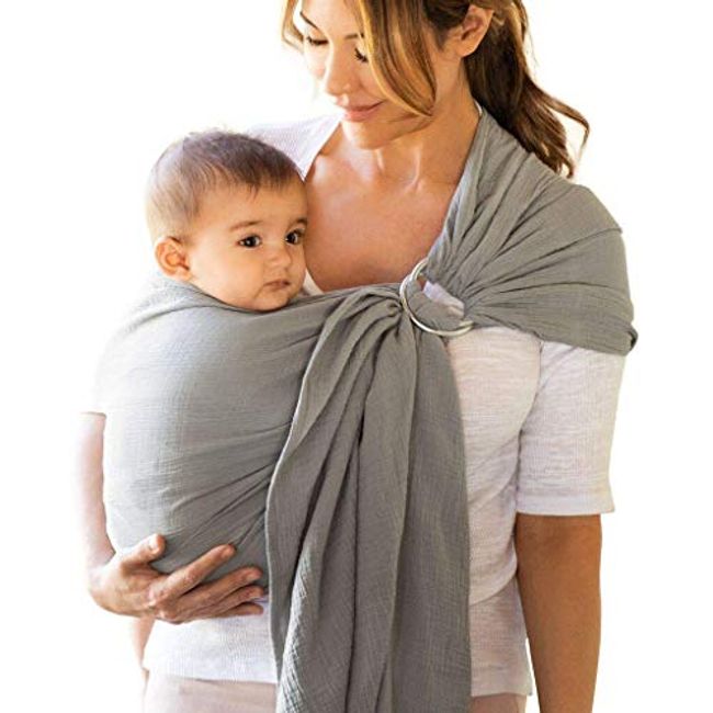 Moby Ring Sling Wrap Carrier | Hands-Free, Versatile Support Wrap for Mothers, Fathers, and Caregivers | Breathable, Baby Wrap Carrier for Newborns, Infants & Toddlers | Supports 8-33 lbs | Pewter