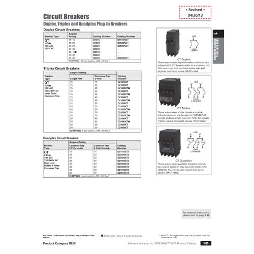 Siemens Q22020CT2 Two 20-Amp Double Pole Circuit Breaker