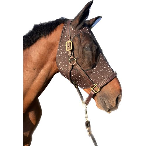Horse Fly Mask - Arab Equine Fly Mask with Full Coverage for Eye & Ear - Stretchable, UV & Sun Protection Flymask for Horses, Ponies & Mini Horses - Horse Face Cover for Pasture & Trail - Stars