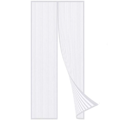 Taylor & Brown Magnetic Fly Insect Screen Door Screen Polyester Mesh Curtain Auto Snap Closure Fits Door Up to 90 x 210cm - White