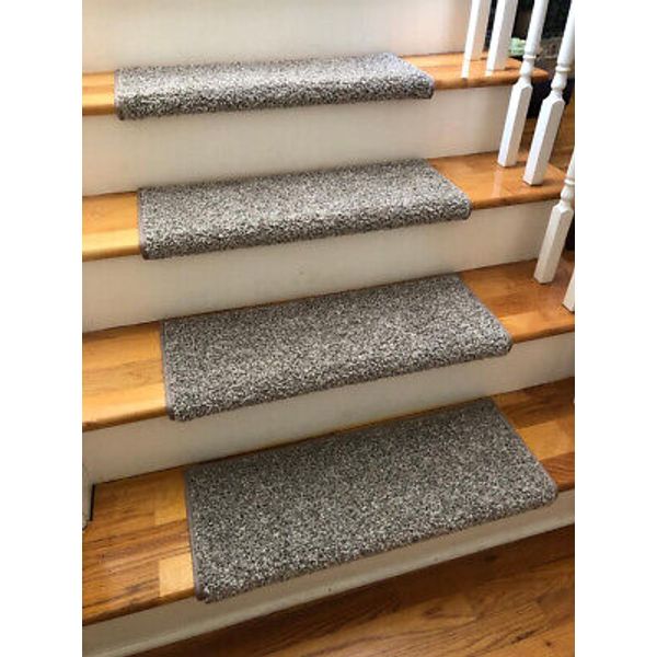 Box of 5 Padded Carpet Stair Treads 31" Wide | Fossil | Grays w/Grey Flecks