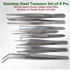 8Pc Science Lab Forceps Stainless Steel Tweezers Surgical Veterinary Instruments