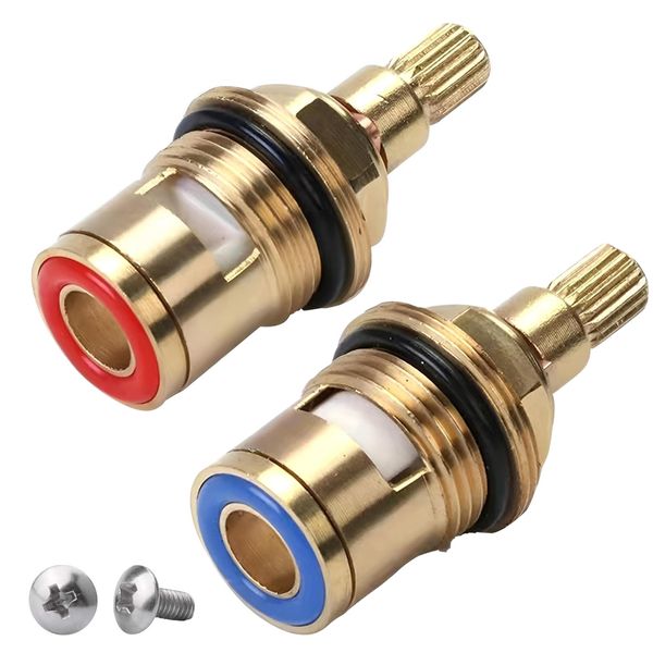 2Pcs Tap Washers, Tap Cartridge, Tap Cartridge Replacement, Brass Ceramic Valve Core Repair Accessories Suitable for Kitchen, Bathroom, Toilet, Washing Machine Faucet